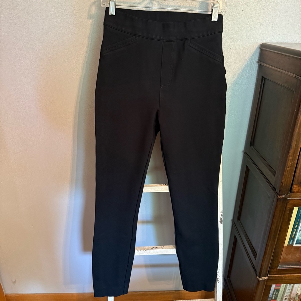 SPANX Women’s Black Ankle Work Pants Stretch Size S High Rise Tummy Control